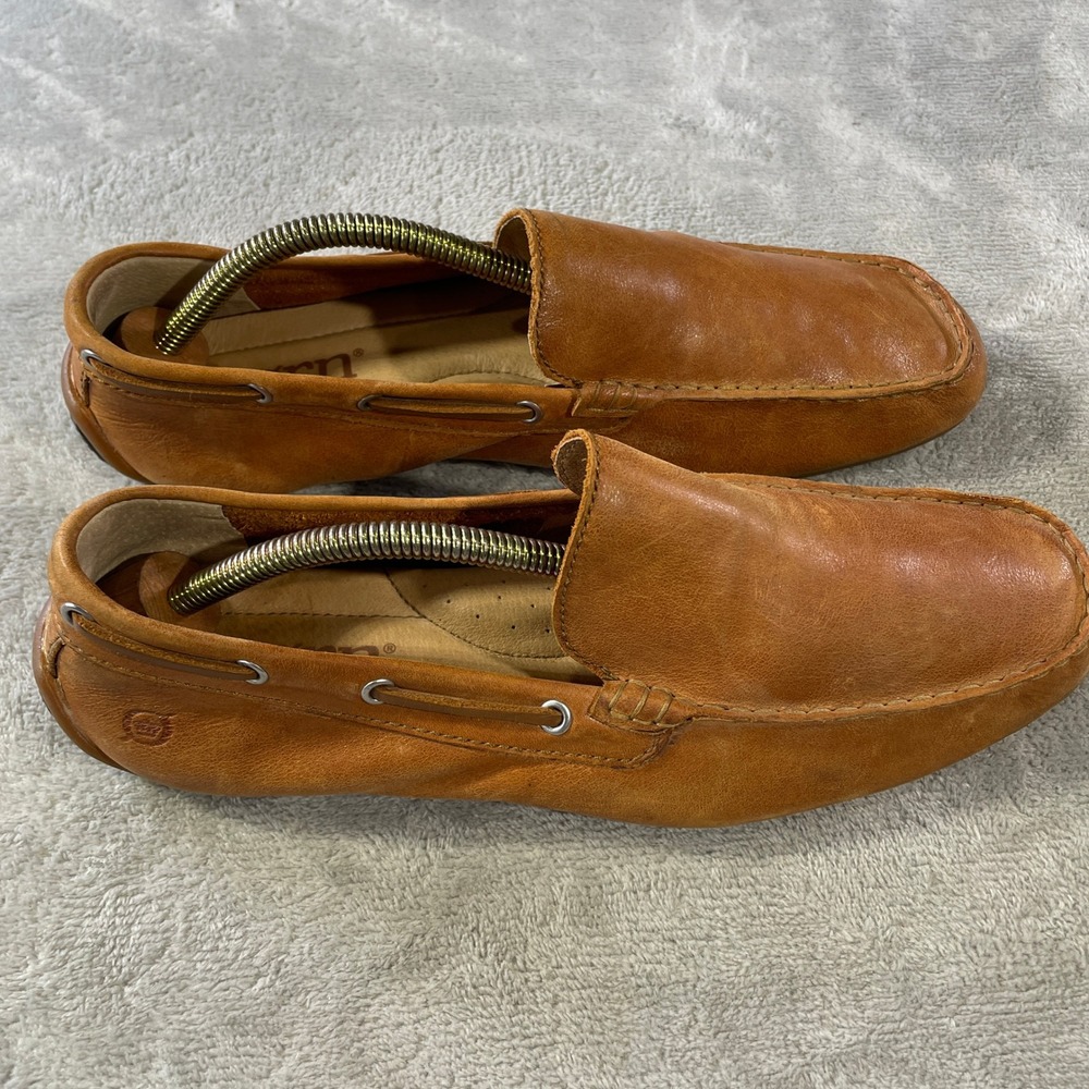 Born Driving Moccasins Loafers Mens 8.5 Tan Leather Slip On Handcrafted Preppy